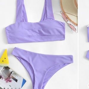 Purple Square Neck Bikini